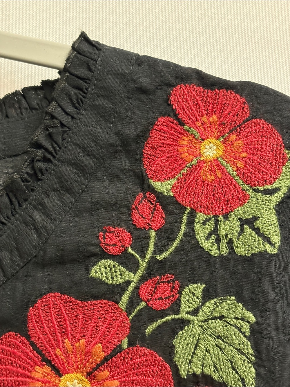 NWT Gudrun Sjoden Aland Long Sleeve Embroidered Floral Maxi Dress Black Size XL - Picture 4 of 8